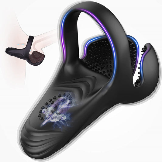 10 Modes Remote Vibrating Silicone Cock Ring with Taint Stim