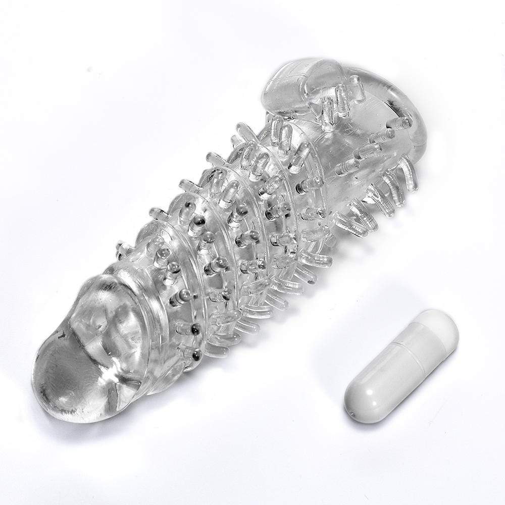 5.5" Transparent thicken lengthen vibrating penis sleeve