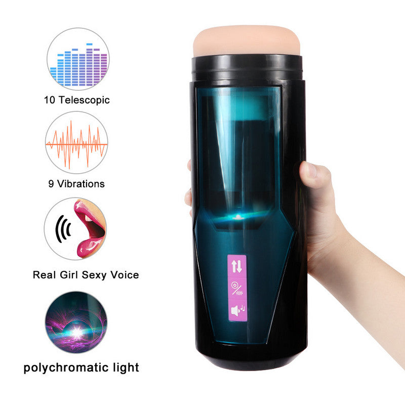 Electric Automatic Retractable Stroking Hands Free Male Masturbation Cup
