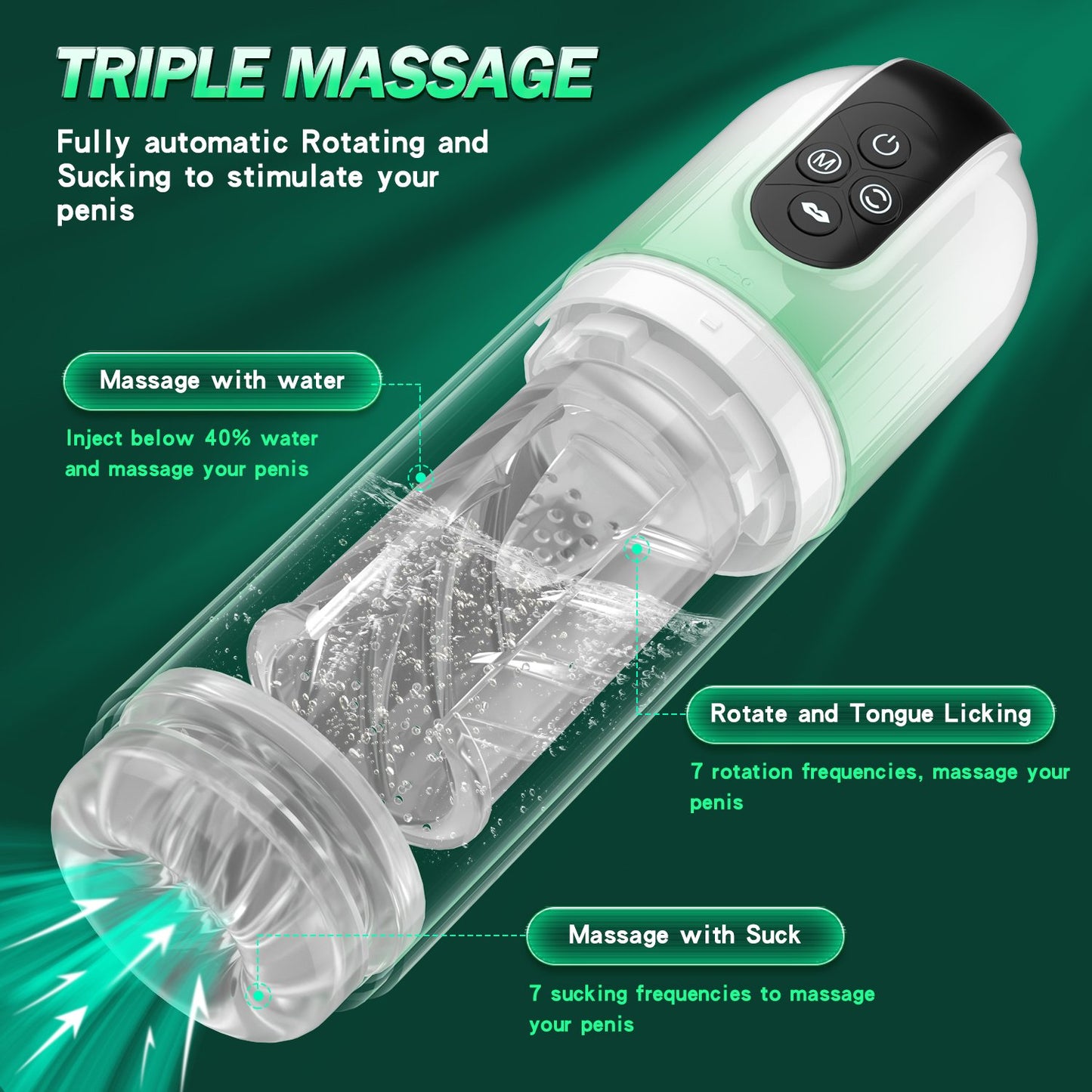 7 Rotating & Vacuum Suction Oral Sex Automatic Male Masturbator Cup