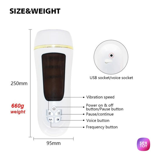 Male Masturbator 5 Speed Telescopic Vibration Voice Environment