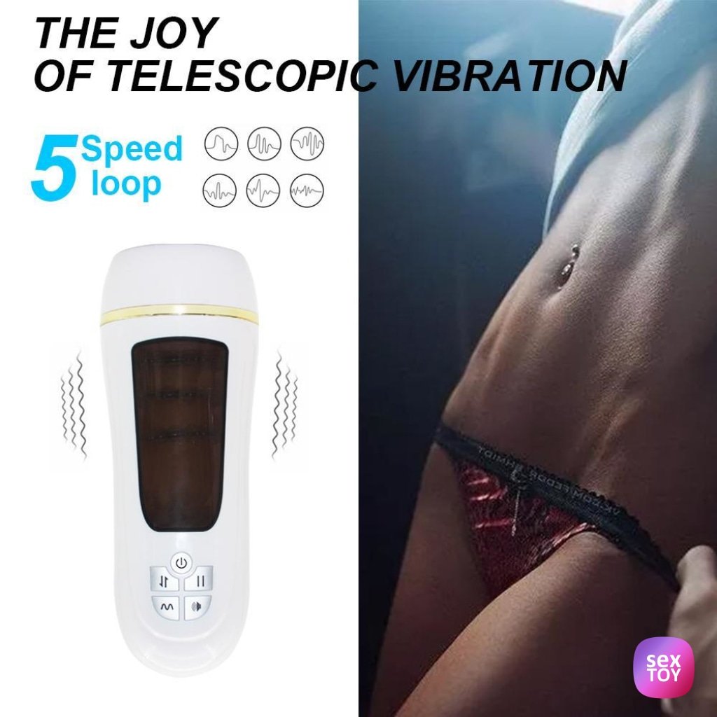 Male Masturbator 5 Speed Telescopic Vibration Voice Environment