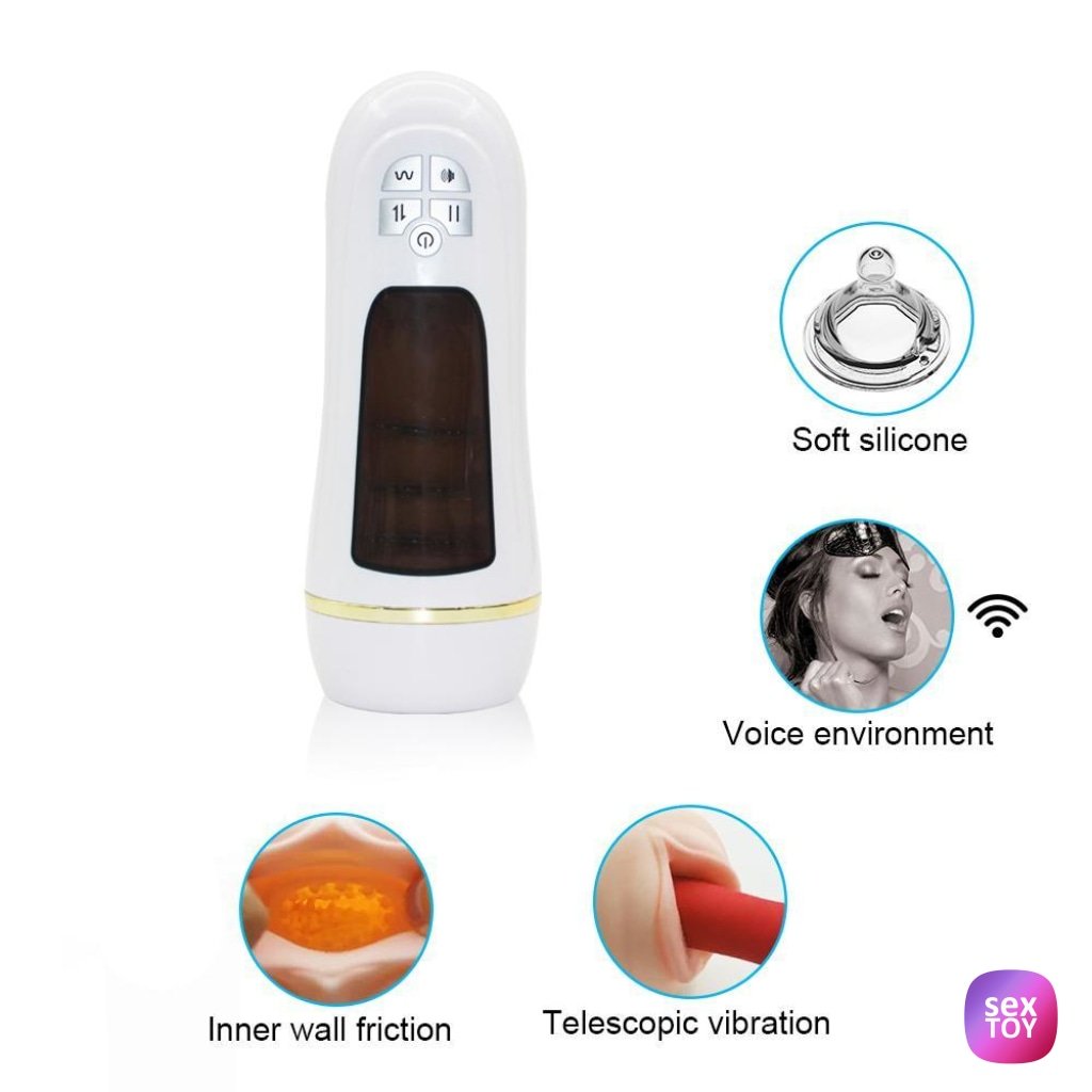 Male Masturbator 5 Speed Telescopic Vibration Voice Environment