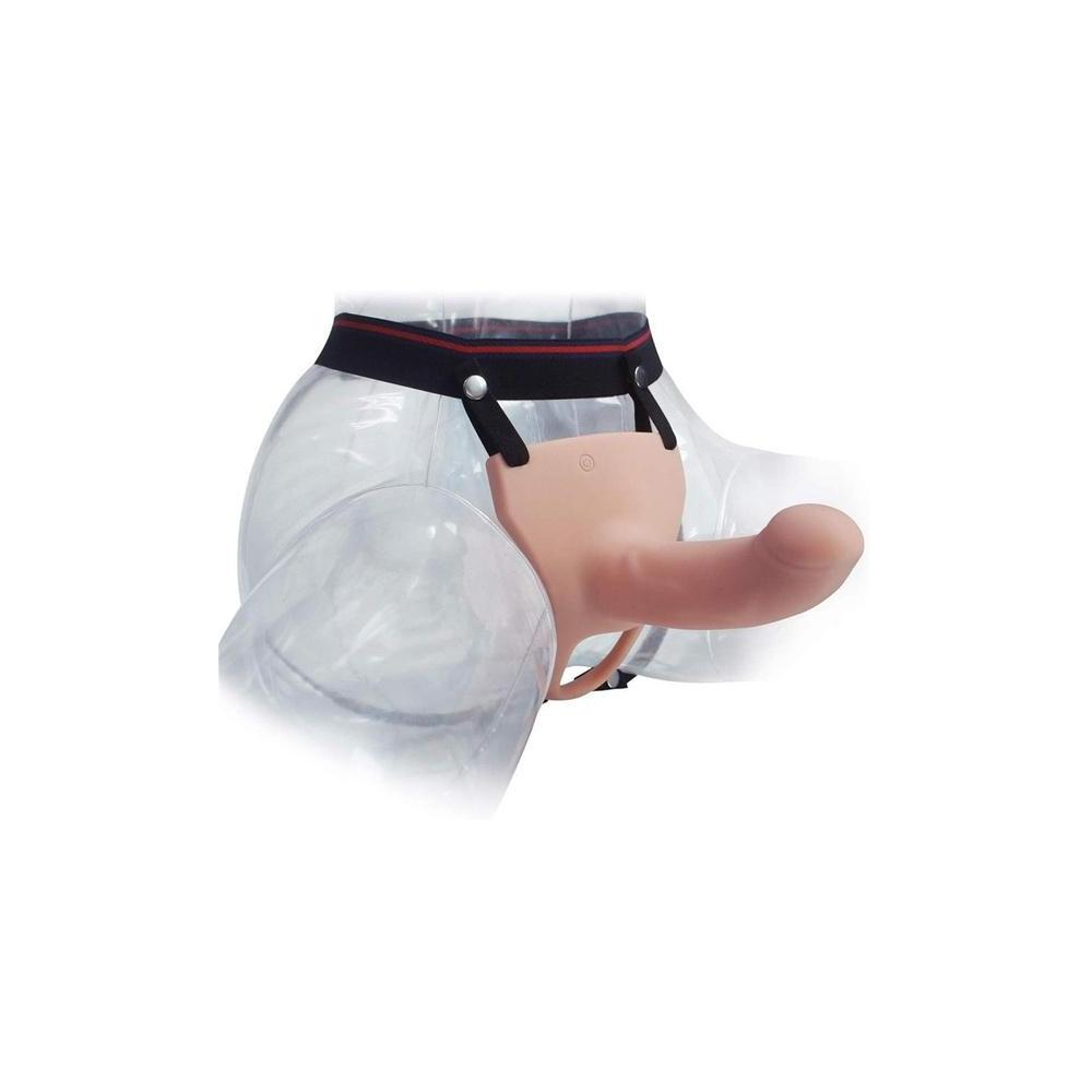 6.7" Remote 10 Vibrating Hollow Strap-On Dildo