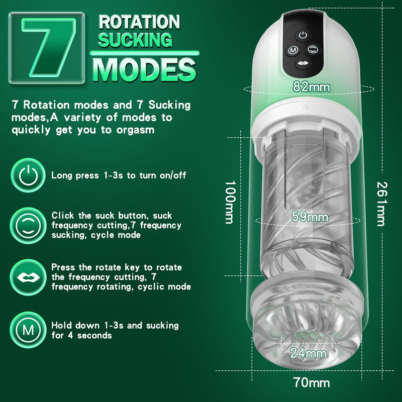 7 Rotating & Vacuum Suction Oral Sex Automatic Male Masturbator Cup