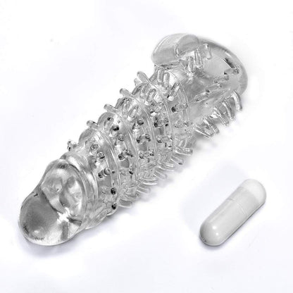 5.5" Transparent thicken lengthen vibrating penis sleeve