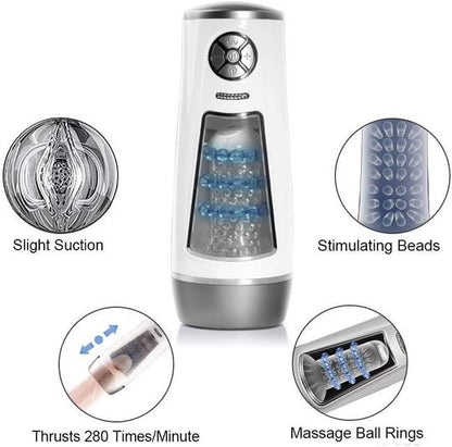 MIGYY 10 Thrusting 10 Speeds Massage Rings Male Masturbator Cup