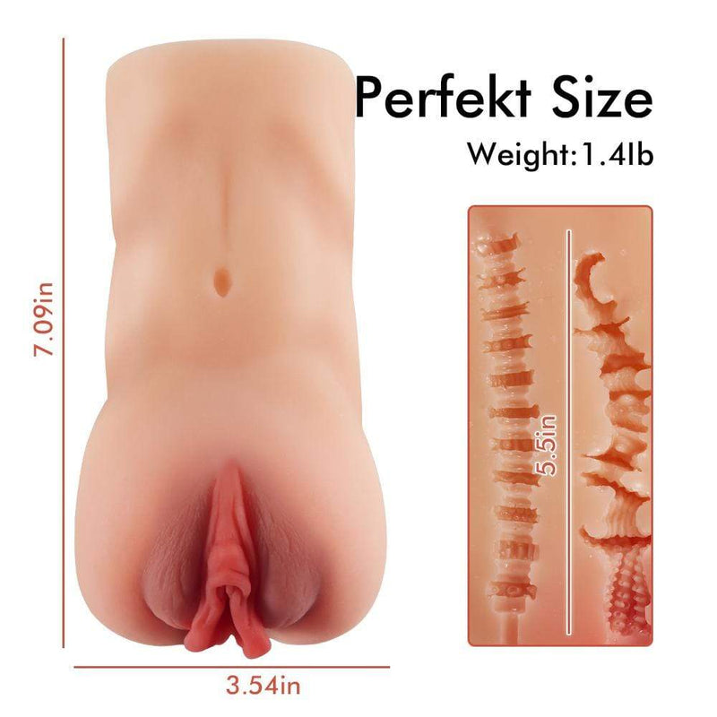 7.1" 2 Holes Realistic Textured Vagina and Tight Anus Pocket Pussy Male Masturbator