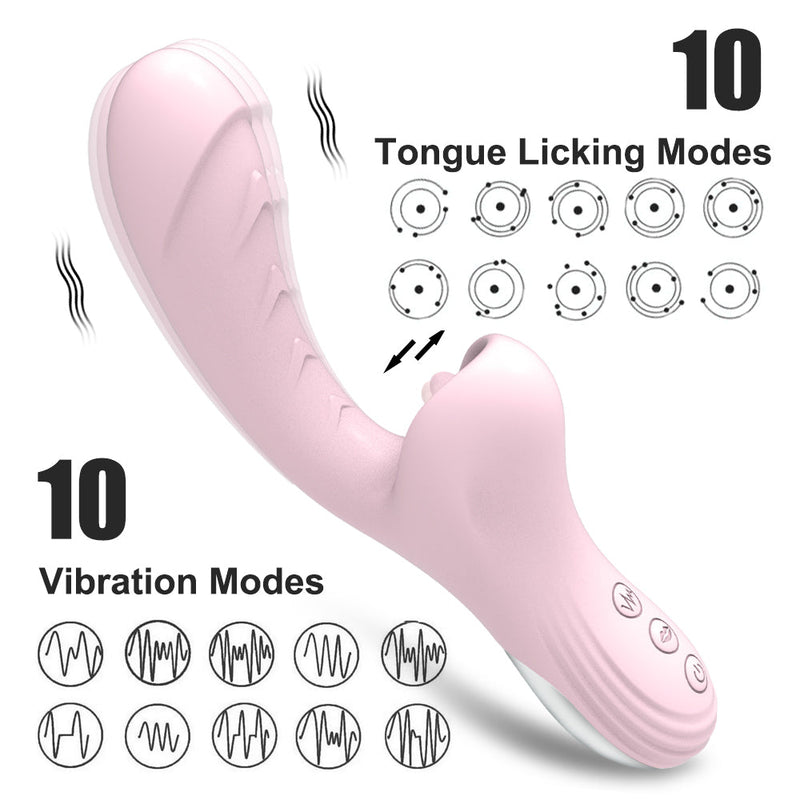 Tongue Licking Dildo Vibrators With 10 Licking & Vibrating Sex Toys for Women Couple Pleasure Clit Clitoris Stimulator