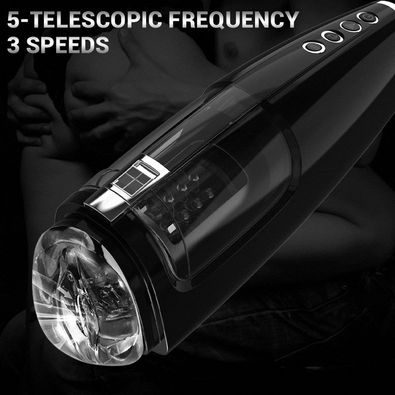 3 Speeds 5 Frequencies Automatic Heating Telescopic Sucking Vagina Massage Male Masturbator Cup