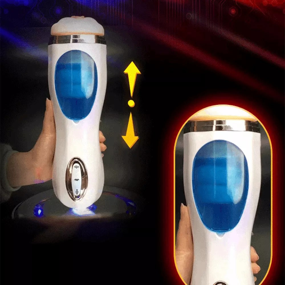 WANLE Vibrating Thrusting Suction Cup Pussy Male Masturbator