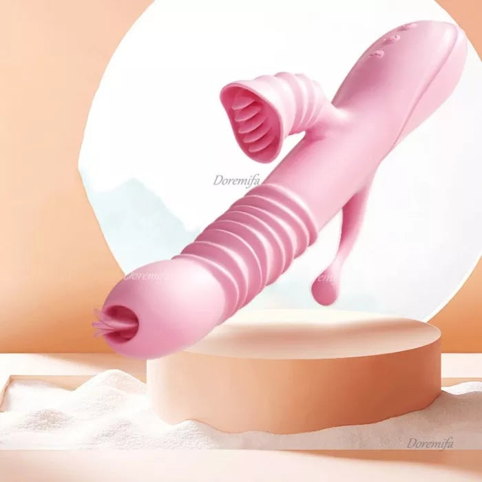 Tongue Licking Retractable Anal Stimulation Female Masturbator